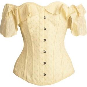 Corset Story Yellow Eyelet Overbust & Off Shoulder Sleeved Corset